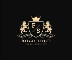 Initial FS Letter Lion Royal Luxury Heraldic,Crest Logo template in vector art for Restaurant, Royalty, Boutique, Cafe, Hotel, Heraldic, Jewelry, Fashion and other vector illustration.