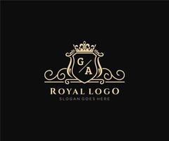 Initial GA Letter Luxurious Brand Logo Template, for Restaurant, Royalty, Boutique, Cafe, Hotel, Heraldic, Jewelry, Fashion and other vector illustration.