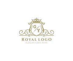 Initial GY Letter Luxurious Brand Logo Template, for Restaurant, Royalty, Boutique, Cafe, Hotel, Heraldic, Jewelry, Fashion and other vector illustration.