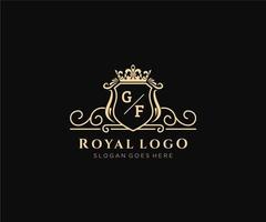 Initial GF Letter Luxurious Brand Logo Template, for Restaurant, Royalty, Boutique, Cafe, Hotel, Heraldic, Jewelry, Fashion and other vector illustration.