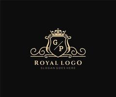 Initial GP Letter Luxurious Brand Logo Template, for Restaurant, Royalty, Boutique, Cafe, Hotel, Heraldic, Jewelry, Fashion and other vector illustration.