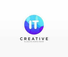 IT initial logo With Colorful Circle template vector. vector