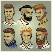 set of men's hairstyles collection vector