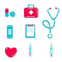 World health day set with medical tools vector