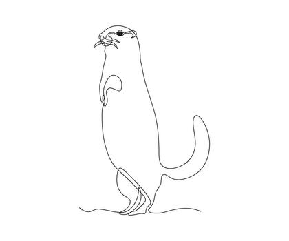 resumen en pie ardilla de tierra continuo en línea dibujo vector