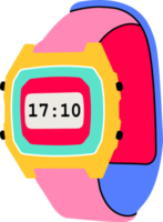 klassiek nostalgisch digitaal 80s 90s elementen in modern stijl vlak, lijn stijl. hand- getrokken PNG illustratie van retro of wijnoogst elektronisch pols horloges accessoire. mode lapje, insigne, embleem, logo