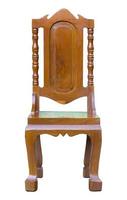 front view of antique wood chair isolated on white with clipping path photo