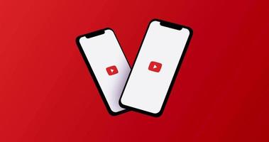 YouTube mobile app logo on phone screen animation with copy space video