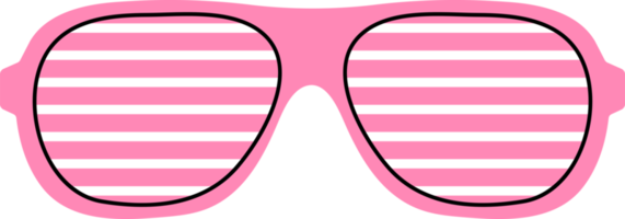 classique Années 80 Années 90 éléments dans moderne style plat, ligne style. main tiré png illustration de rétro ou ancien rose rayé des lunettes de soleil, été accessoire. mode correctif, badge, emblème, logo