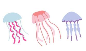 Set of jellyfish in flat style. vector