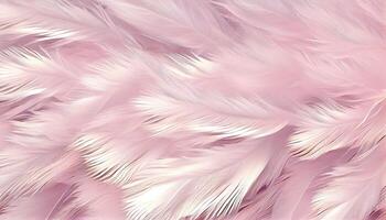 , Beautiful light pink closeup feathers, photorealistic background. Small fluffy pink feathers randomly scattered forming photo