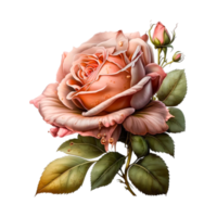 lindo Rosa rosa flores com verde folhas png