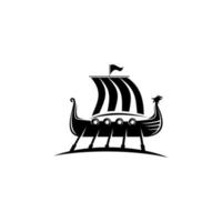 Viking boat ship black logo icon design vector illustration. Suitable for your design need, logo, illustration, animation, etc.