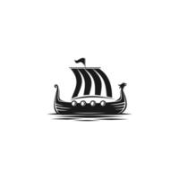 Viking boat ship black logo icon design vector illustration. Suitable for your design need, logo, illustration, animation, etc.