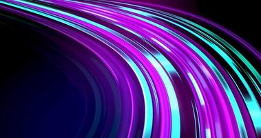 Glowing neon track background animation. Blue and purple lights layout, technology future design