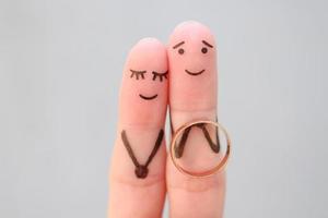 Fingers art of happy couple. Concept of man proposing to woman. photo