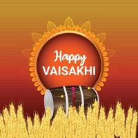 Wheat field for punjabi harvest festival happy baisakhi celebration design vector