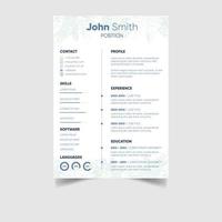 Professional modern resume or cv template vector