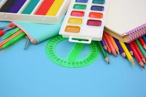 Stationery objects. School supplie. photo