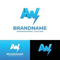 Letter AW Power Logo, suitable for any business with AW or WA initials. vector