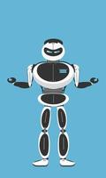 gray and white robot on a blue background in full growth vector