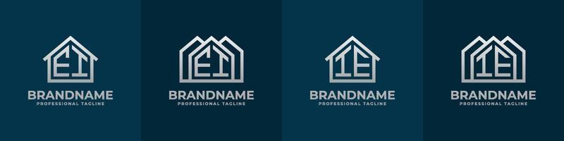 Letter EI and IE Home Logo Set. Suitable for any business related to house, real estate, construction, interior with EI or IE initials. vector