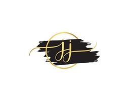 Monogram Jj Signature Logo, Luxury JJ Brush And Golden Signature logo vector