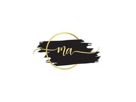 Feminine Ma Logo Icon, Handwritten MA Signature Logo Letter Vector