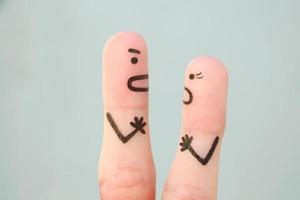 Fingers art of couple during quarrel. photo