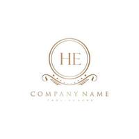 HE Letter Initial with Royal Luxury Logo Template vector