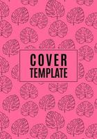 Cover template with manstera leaves on pink background vector