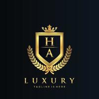 HA Letter Initial with Royal Luxury Logo Template vector