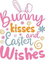 Bunny kisses and Easter wishes shirt design vector