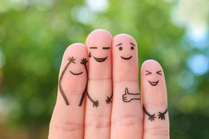 Fingers art of family. The concept of group of people laughing. photo
