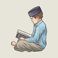 leyendo el Corán en Ramadán vector
