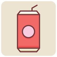 Filled color outline icon for soda can. vector