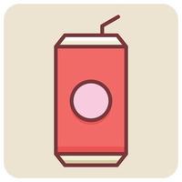 Filled color outline icon for soda can. vector