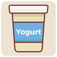 Filled color outline icon for yogurt pack. vector