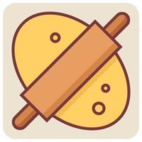 Filled color outline icon for bread rolling vector