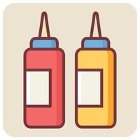 Filled color outline icon for ketchup sauce. vector