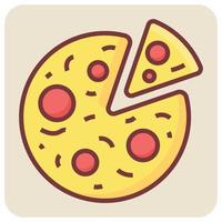 Filled color outline icon for pizza. vector