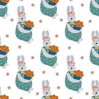 Easter bunny seamless pattern holiday animals background vector