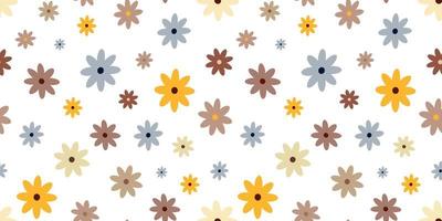 Retro hippie flowers boho seamless pattern . floral modern pattern 60s vector