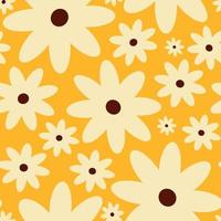 Retro Vintage boho spring floral pattern in 60s style vector