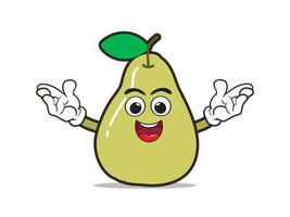 cute pear cartoon character, mascot vector illustration