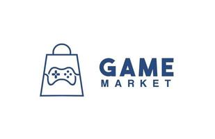 Game shop with bag logo game icon concept or symbol for mobile, in clean and simple line style vector