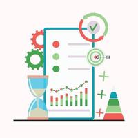 Smart business chart in mobile app, metrics and stats, management and control. Business chart mobile, app, technology smart with graph digital illustration vector