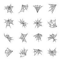 Set of Spider Web Structures Hand Drawn Vectors