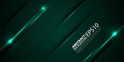 Abstract dark green futuristic background template vector with shiny lines and lights. Green background with strong pattern design.Eps10 vector