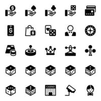 Glyph icons for Gambling. vector